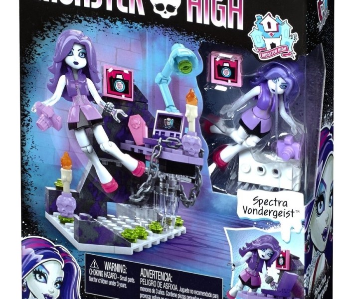 Промо-фото плейсета Mega Bloks Monster High Ghostly Gossip Column Building Kit со Спектрой Вондергейст