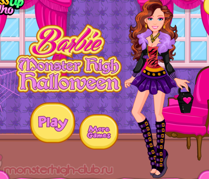 Одевалка «Хэллоуин Барби в стиле Monster High» — игры Monster High