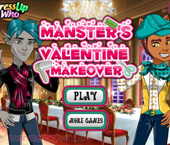 Одевалка Гарротта Дю Рока и Клода Вульфа в стиле Дня Святого Валентина «Manster’s Valentine Makeover» — игры Monster High