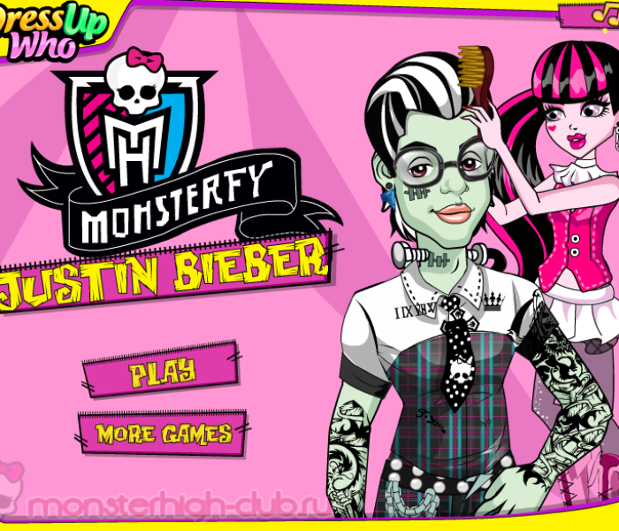 Одевалка «Джастин Бибер в Школе Монстров» — игры Monster High