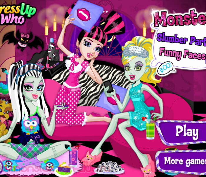 Пижамная вечеринка Школы Монстров: нарисуй забавные лица! — игры Monster High