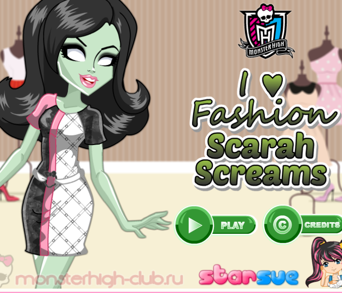Одевалка Скары Скримс «I <3 Fashion / Я люблю моду" — игры Monster High
